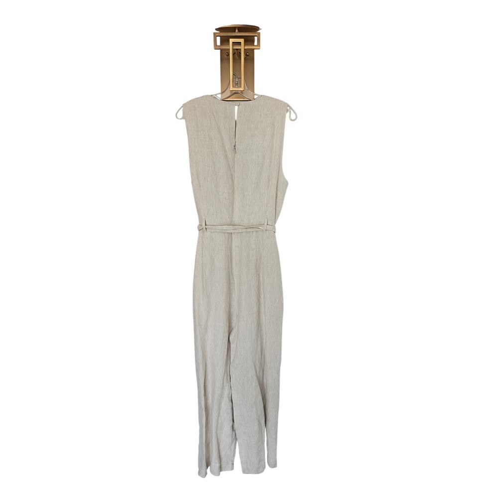 Reformation Women's Naomi Linen Jumpsuit Beige Natural NWT Size 12 - Picture 12 of 16